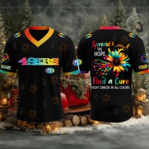 49ers Fight Cancer In All Color 2025 V neck Short Sleeve Jersey
