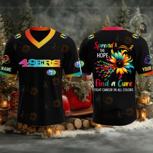 49ers Fight Cancer In All Color 2025 V neck Short Sleeve Jersey