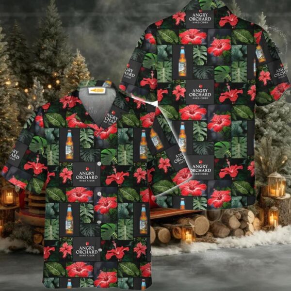 Angry Orchard Tropical Hibiscus Flower Hawaiian Shirt