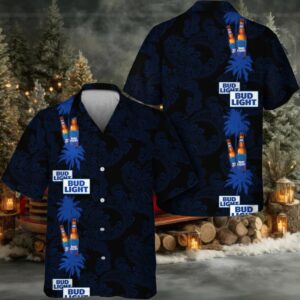 Bud Light Coconut Tree Pattern Hawaiian Shirt