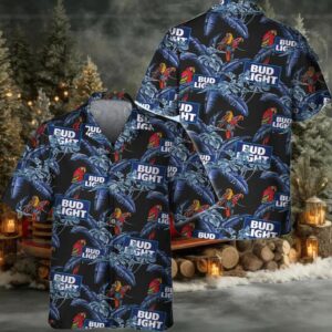 Bud Light Red Parrots Hawaiian Shirt