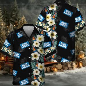 Bud Light Tropical Floral Hawaiian Shirt