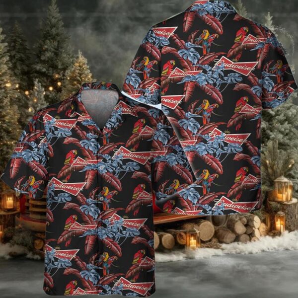 Budweiser Red Parrots Hawaiian Shirt