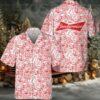 Budweiser Red Parrots Hawaiian Shirt