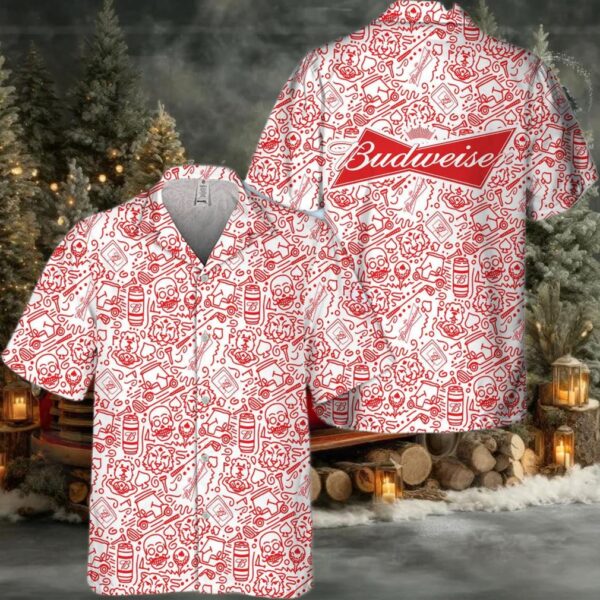 Budweiser Summer Doodle Art Hawaiian Shirt