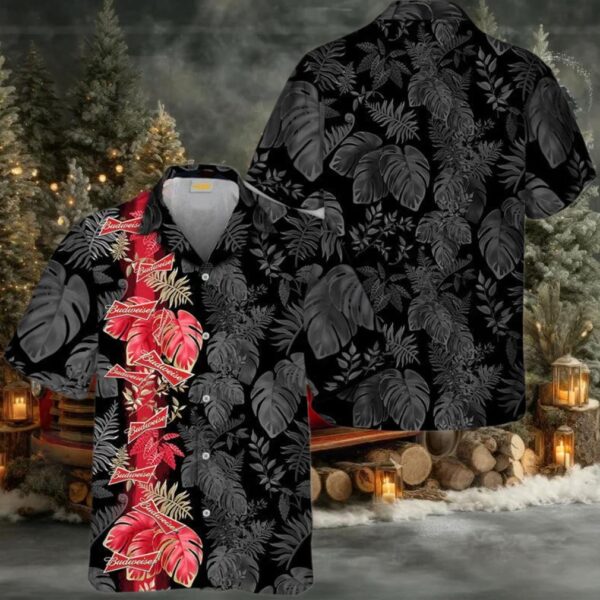 Budweiser Tropical Palm Leaves Hawaiian Shirt