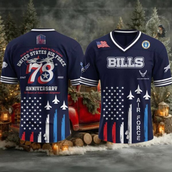Buffalo Bills U.S. Air Force Birthday 2025 V neck Short Sleeve Jersey