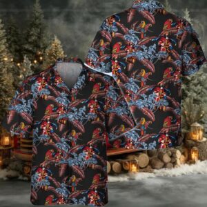 Captain Morgan Red Parrots Hawaiian Shirt