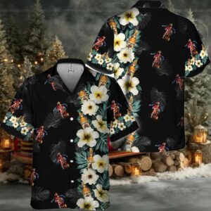 Captain Morgan Tropical Floral Hawaiian Shirt