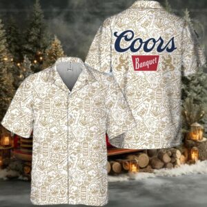 Coors Banquet Summer Doodle Art Hawaiian Shirt
