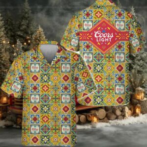 Coors Light Azulejo Inspired Hawaiian Shirt