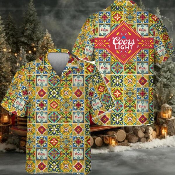 Coors Light Azulejo Inspired Hawaiian Shirt