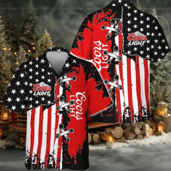 Coors Light Patriotic Grunge Flag Hawaiian Shirt