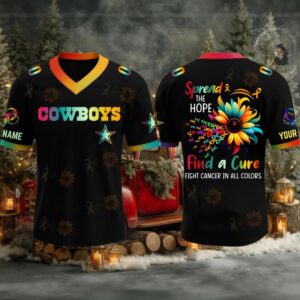 Cowboys Fight Cancer In All Color V neck Short Sleeve Jersey 2025