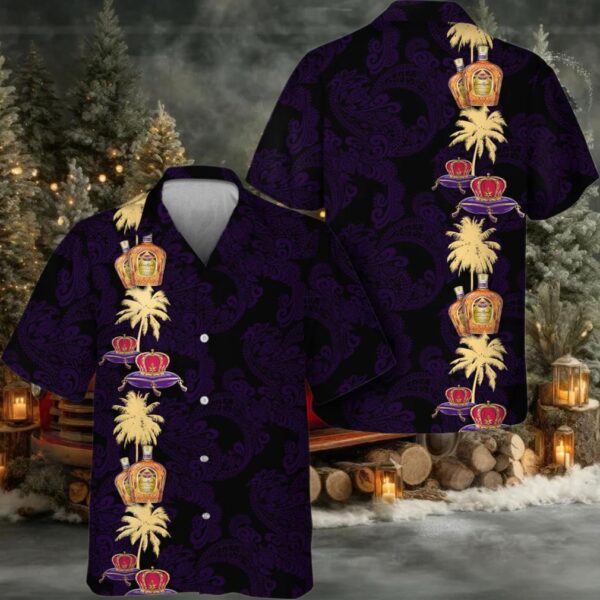 Crown Royal Coconut Tree Pattern Hawaiian Shirt