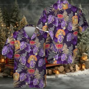 Crown Royal Palm Leaves Print Hawaiian Shirt