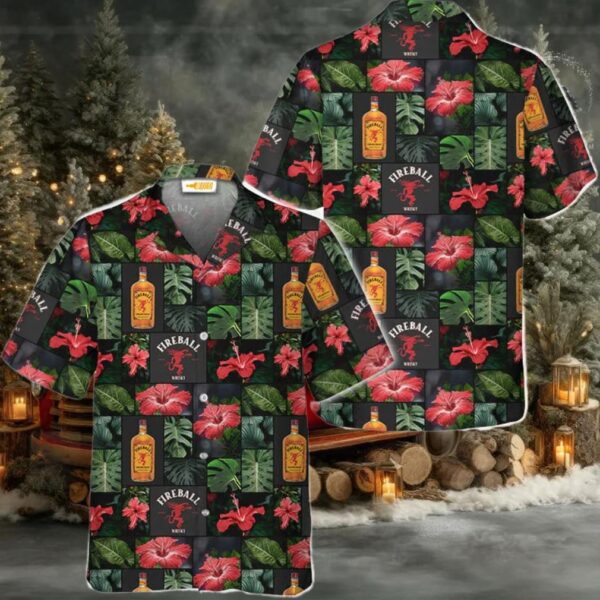 Fireball Tropical Hibiscus Flower Hawaiian Shirt