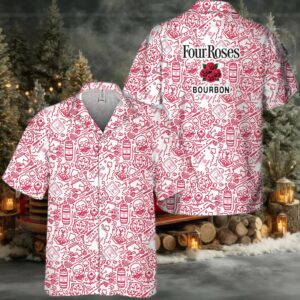 Four Roses Bourbon Summer Doodle Art Hawaiian Shirt