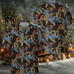 Guiness Red Parrots Hawaiian Shirt