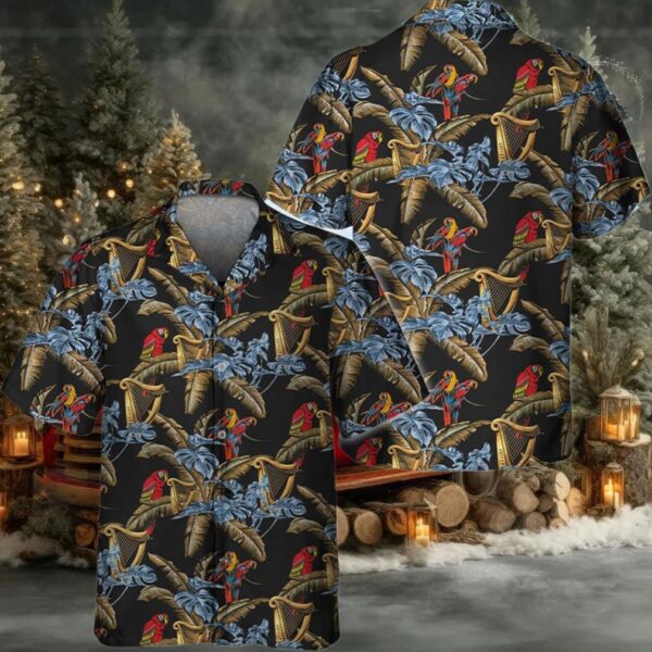 Guiness Red Parrots Hawaiian Shirt