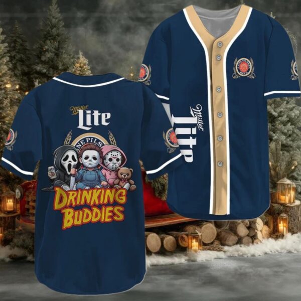 Miller Lite Halloween Drinking Buddies Baseball Jersey