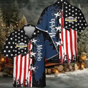 Modelo Patriotic Grunge Flag Hawaiian Shirt