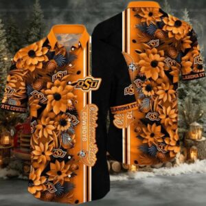 NCAA Oklahoma State Cowboys Flower Custom Hawaiian Shirt 3D Shirt
