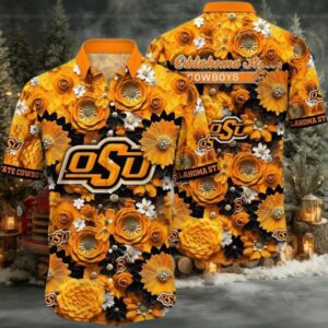 NCAA Oklahoma State Cowboys Flower Hawaiian Shirt Outfit 3D Shirt