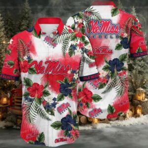 NCAA Ole Miss Rebels Flower Cheap Hawaiian Shirt 3D Shirt