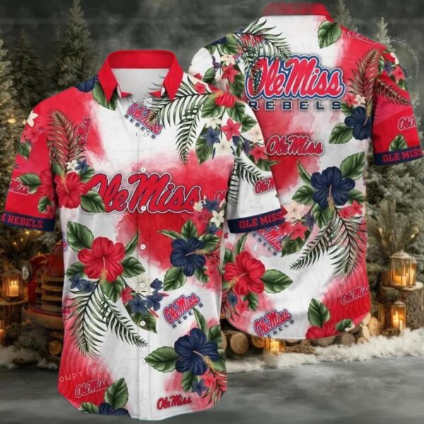 NCAA Ole Miss Rebels Flower Cheap Hawaiian Shirt 3D Shirt