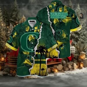 NCAA Oregon Ducks Flower Custom Button Up Hawaiian Shirt 3D Shirt