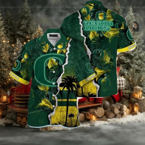 NCAA Oregon Ducks Flower Custom Button Up Hawaiian Shirt 3D Shirt
