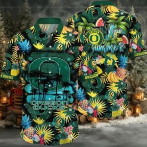 NCAA Oregon Ducks Flower Hawaiian Shirt 3D Shirt Oregon Ducks Christmas