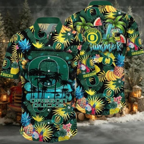 NCAA Oregon Ducks Flower Hawaiian Shirt 3D Shirt Oregon Ducks Christmas