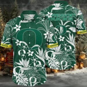 NCAA Oregon Ducks Flower Hawaiian Shirt 3D Shirt Oregon Ducks Football Fathers Day