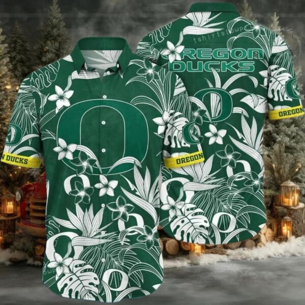NCAA Oregon Ducks Flower Hawaiian Shirt 3D Shirt Oregon Ducks Football Fathers Day