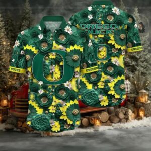 NCAA Oregon Ducks Flower Hawaiian Shirt Outfit 3D Shirt