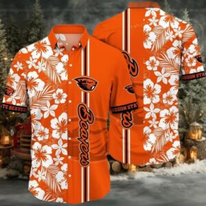NCAA Oregon State Beavers Flower Button Up Hawaiian Shirt 3D Shirt Oregon State Beavers