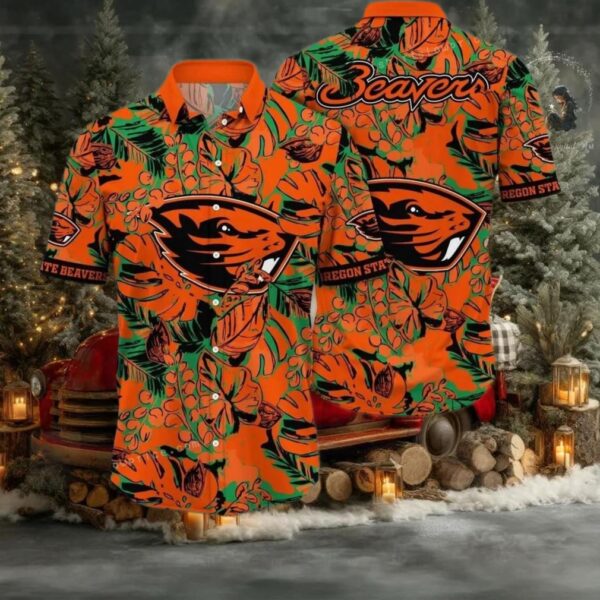 NCAA Oregon State Beavers Flower Button Up Hawaiian Shirt 3D Shirt
