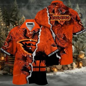 NCAA Oregon State Beavers Flower Custom Button Up Hawaiian Shirt 3D Shirt