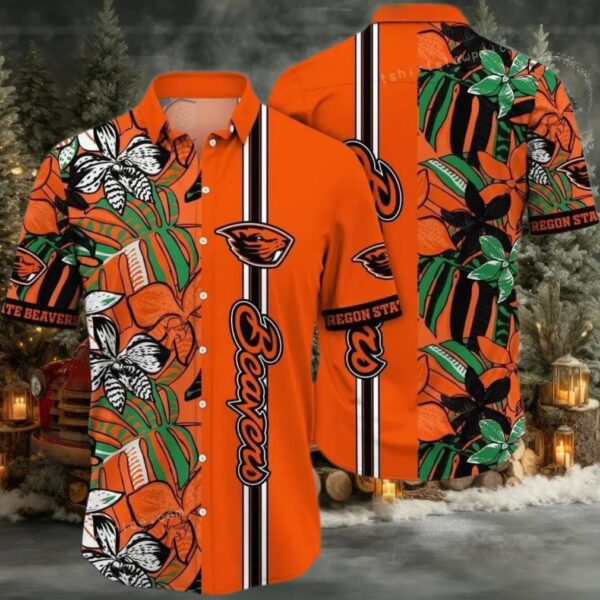 NCAA Oregon State Beavers Flower Hawaiian Shirt Outfit 3D Shirt Oregon State Beavers