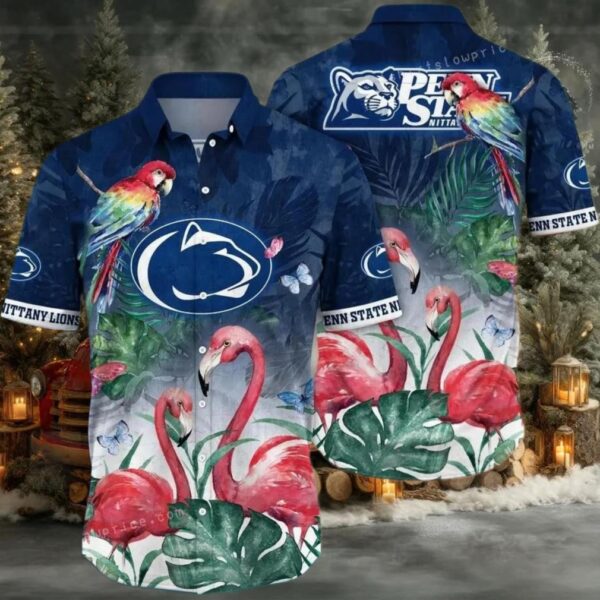 NCAA Penn State Nittany Lions Flower Cheap Hawaiian Shirt 3D Shirt Penn State
