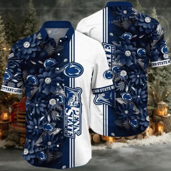 NCAA Penn State Nittany Lions Flower Custom Hawaiian Shirt 3D Shirt