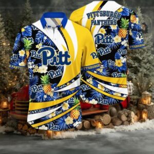 NCAA Pittsburgh Panthers Flower Button Up Hawaiian Shirt 3D Shirt