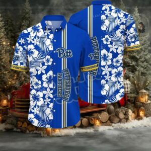 NCAA Pittsburgh Panthers Flower Cheap Hawaiian Shirt 3D Shirt