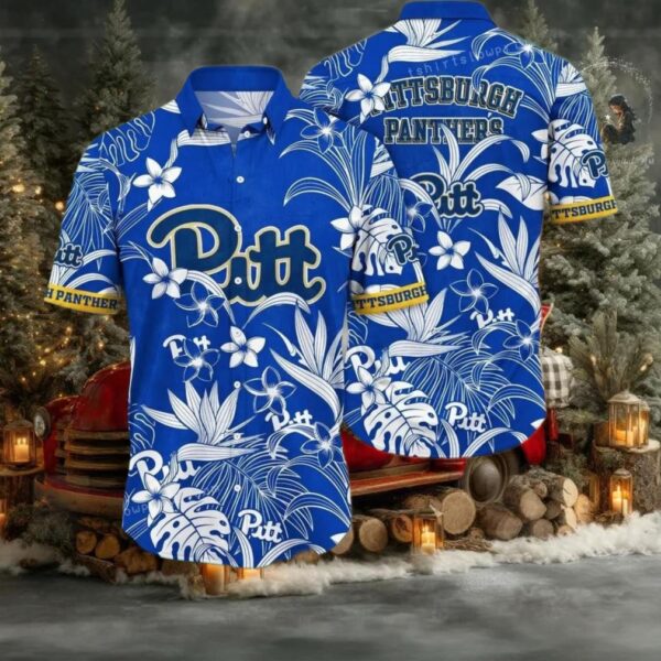 NCAA Pittsburgh Panthers Flower Hawaiian Shirt Outfit 3D Shirt, Pittsburgh Panthers