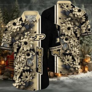 NCAA Purdue Boilermakers Flower Custom Button Up Hawaiian Shirt 3D Shirt