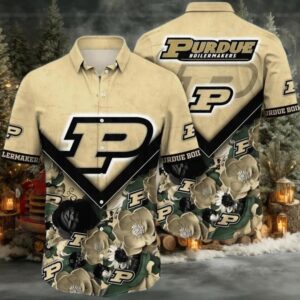 NCAA Purdue Boilermakers Flower Custom Hawaiian Shirt 3D Shirt