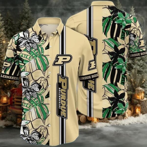 NCAA Purdue Boilermakers Flower Hawaiian Shirt Outfit 3D Shirt Purdue