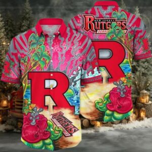 NCAA Rutgers Scarlet Knights Flower Cheap Hawaiian Shirt 3D Shirt